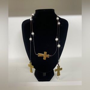 Pearls and cross necklace